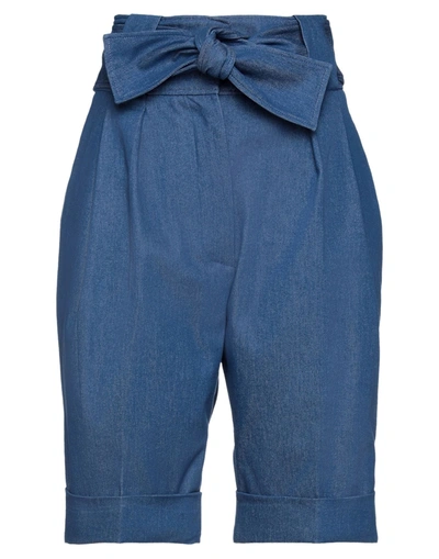 Shop Sara Battaglia Woman Denim Shorts Blue Size 2 Cotton, Polyester, Elastane
