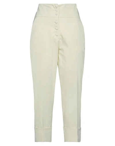 Shop Revise Woman Pants Light Yellow Size 6 Cotton, Polyester, Elastane
