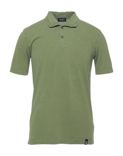 Shop Drumohr Man Polo Shirt Military Green Size M Cotton