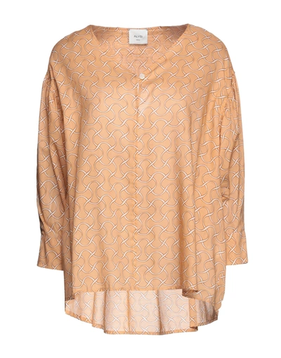 Shop Alysi Woman Top Apricot Size 4 Cotton In Orange