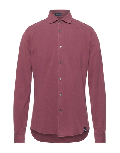 Shop Drumohr Man Shirt Burgundy Size Xxl Cotton In Red