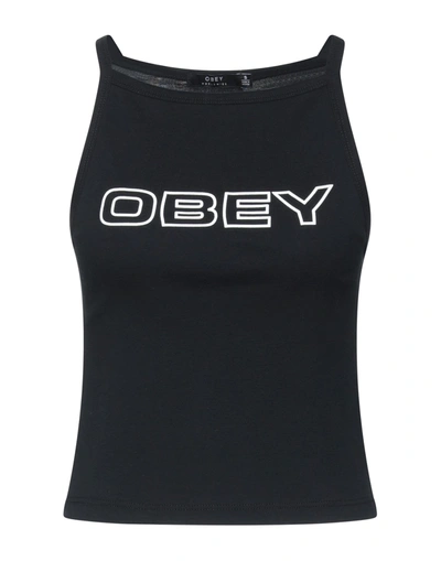 Shop Obey Woman Top Black Size Xs Cotton