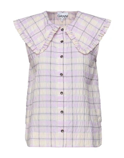 Shop Ganni Woman Shirt Lilac Size 6 Cotton, Polyester, Polyamide