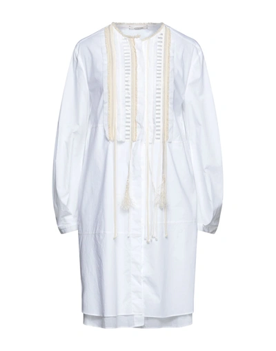 Shop Dorothee Schumacher Woman Midi Dress White Size 3 Cotton, Elastane, Polyamide