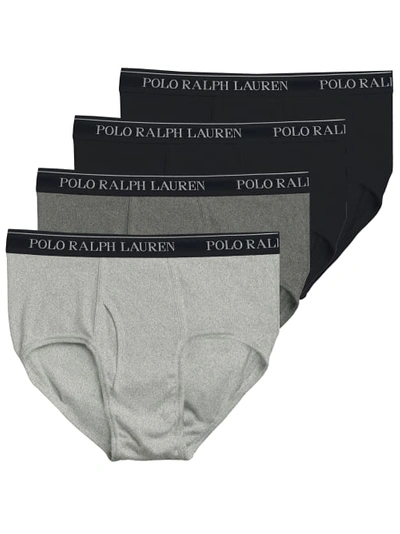 Shop Polo Ralph Lauren Classic Fit Mid-rise Cotton Brief 4-pack In Grey Assorted