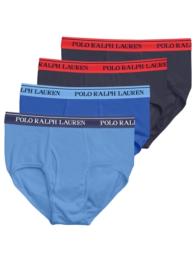 Shop Polo Ralph Lauren Classic Fit Mid-rise Cotton Brief 4-pack In Blue Assorted