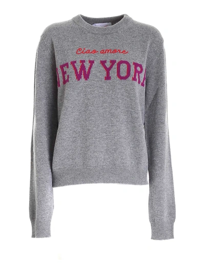 Giada Benincasa Logo Embroidered Ribbed Sweater In Grey