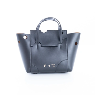 Shop Off-white Burrow-32 Leather Tote Bag In Black