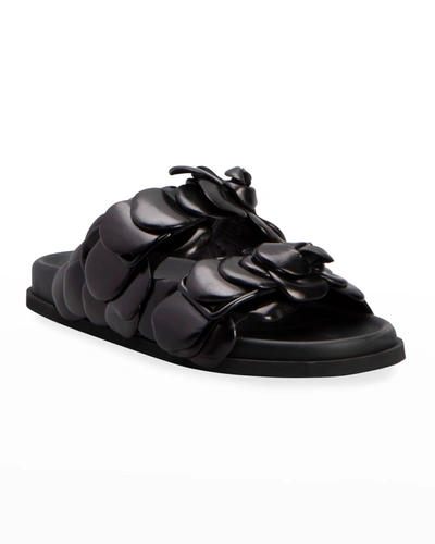 Shop Valentino Atelier 03 Rose Edition Slide Sandals In Nero
