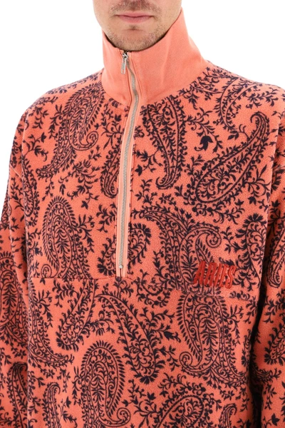 Shop Aries Paisley Reverse Fleece Sweatshirt In Pink,black
