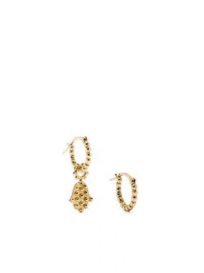Shop Gaya 18kt Yellow Gold Hamsa Charm Hoop Earrings In 金色