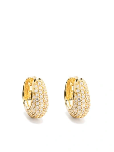 Shop Tom Wood Ice Huggie Pave Gold-plated Sterling-silver Earrings