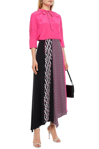 Diane Von Furstenberg Lynn Pussy-bow Silk Crepe De Chine Top In Bright Pink