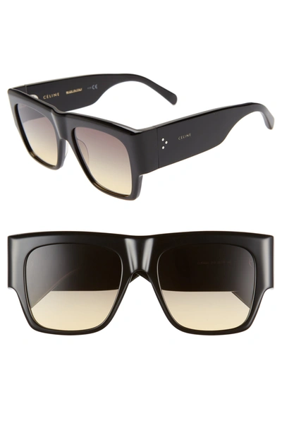 Shop Celine 56mm Gradient Flat Top Sunglasses In Shiny Blck/yell Grey Grad
