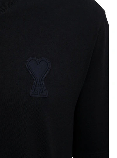 Shop Ami Alexandre Mattiussi Black Organic Cotton T-shirt With Logo