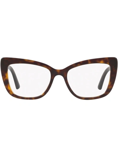 Shop Dolce & Gabbana Tortoiseshell Cat-eye Frame Glasses In White