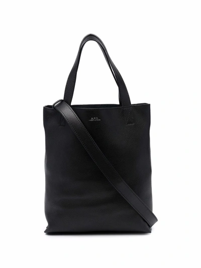 Shop Apc Maiko Leather Tote Bag In Schwarz