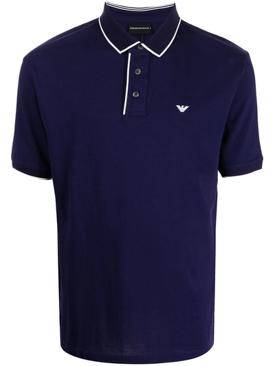 Shop Emporio Armani Embroidered-logo Polo Shirt In Violett