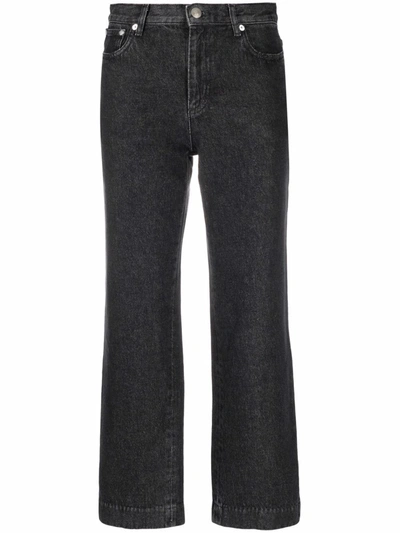 Shop Apc Flared Cropped Trousers In Schwarz