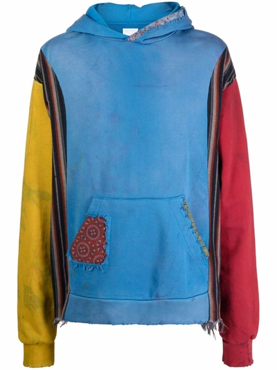 Shop Alchemist Colour-block Pullover Hoodie In Blau