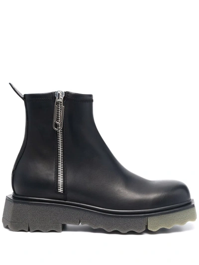 Off-white Zip-fastening Sponge Ankle Boots In Schwarz
