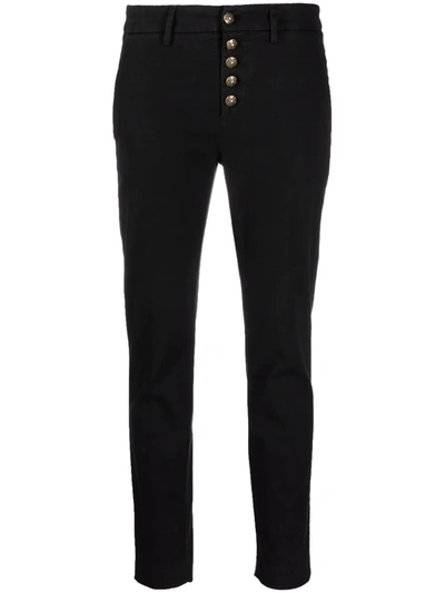 Shop Dondup Slim-cut Cropped Trousers In Schwarz