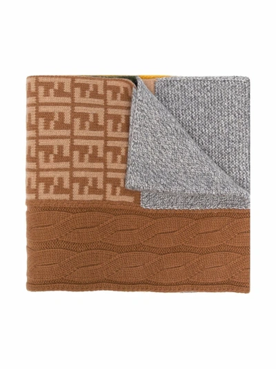 Shop Fendi Ff Knitted Scarf In Gelb