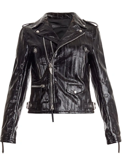 Shop Giuseppe Zanotti Ziggy Leather Biker Jacket In Schwarz