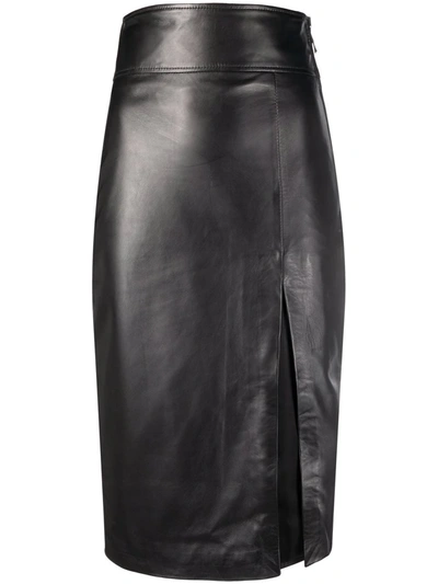 Shop Manokhi Laura Leather Pencil Skirt In Schwarz