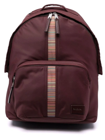 Shop Paul Smith Logo Zipped Backpack In Rot