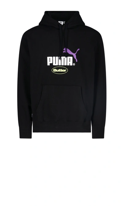 Shop Puma Logo Hoodie In Black
