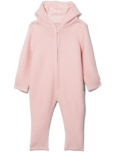 Shop Stella Mccartney Bunny Ears Zipped Knitted Babygrow In Pink