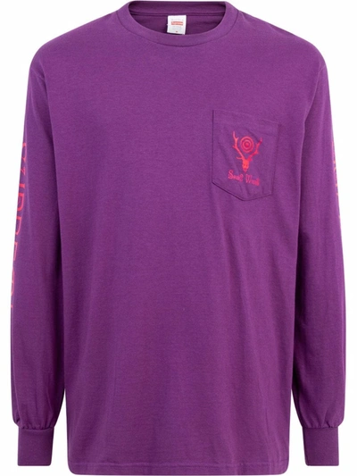 Shop Supreme South2 West8 Long-sleeve T-shirt In Purple