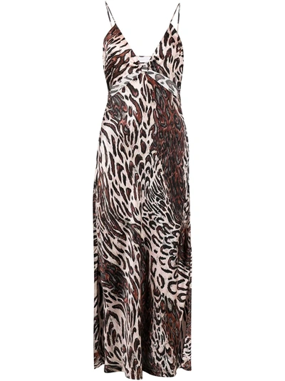 Shop Jonathan Simkhai Standard Leopard-print Cut-out Slip Dress In Multicolour