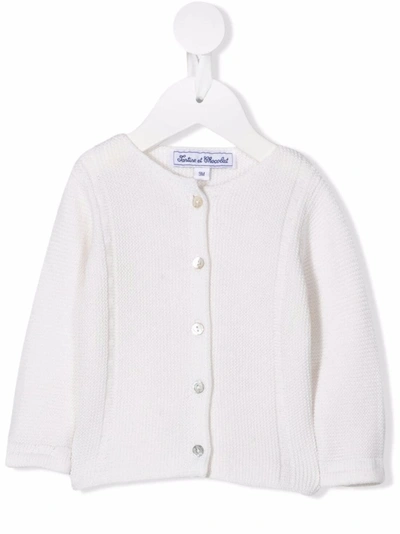 Shop Tartine Et Chocolat Button-down Knit Cardigan In White