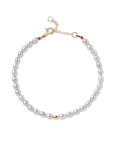 Shop The Alkemistry 18kt Yellow Gold Pearl Anklet