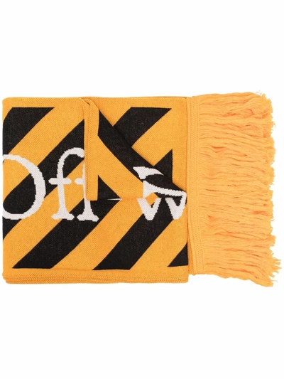 Shop Off-white Logo-intarsia Scarf In Orange