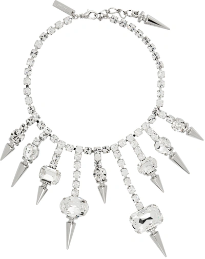 Shop Junya Watanabe Rhinestone Drip Necklace In 1 Silver