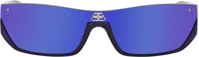 Shop Balenciaga Purple Everyday Shield Rectangular Sunglasses In 005 Violet