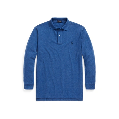 Shop Polo Ralph Lauren Mesh Long-sleeve Polo Shirt In Royal Heather/c7587