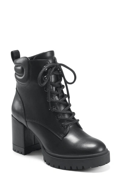 Shop Aerosoles Esen Block Heel Lace-up Boot In Black