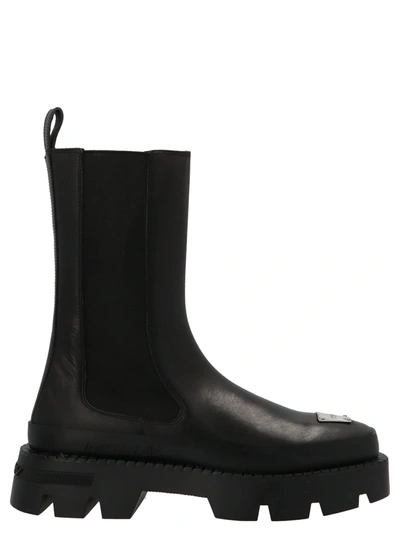 Misbhv Black Leather2 Ridged-sole Boots In Black