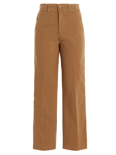 Shop Liu •jo Flare Cropped Pants In Brown