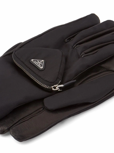 Shop Prada Men's Black Polyamide Gloves