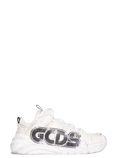 Shop Gcds Men's White Leather Sneakers