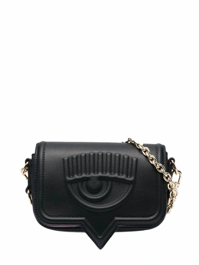 Shop Chiara Ferragni Women's Black Faux Leather Shoulder Bag