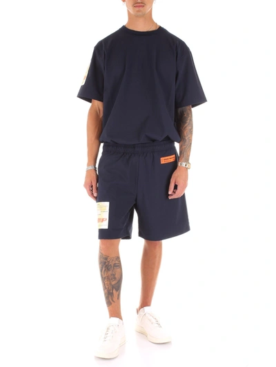 Shop Heron Preston Men's Blue Cotton Shorts