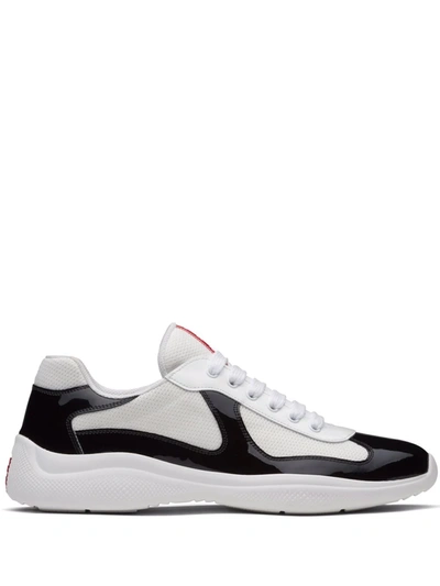 Prada Men's New America's Cup Leather Low-top Sneakers In Nero/bianco |  ModeSens