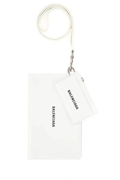 Balenciaga Cash Logo Print Cardholder In White | ModeSens