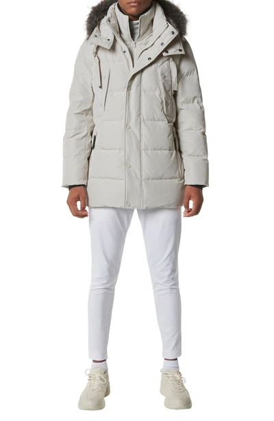 Shop Andrew Marc Gattaca Faux Fur Trim Parka In Moon